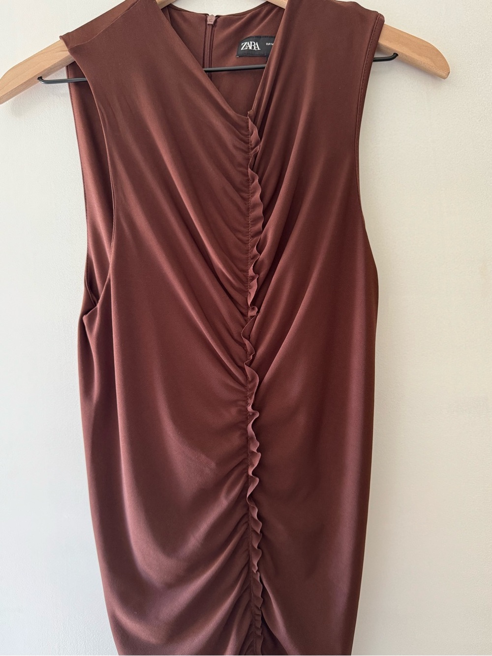 Zara Brown Sleeveless Dress with Back Zip
